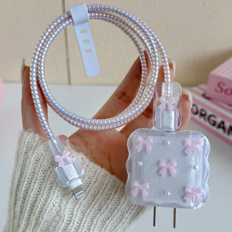 Cable Management Bag - Étui de protection Transparent rose pour