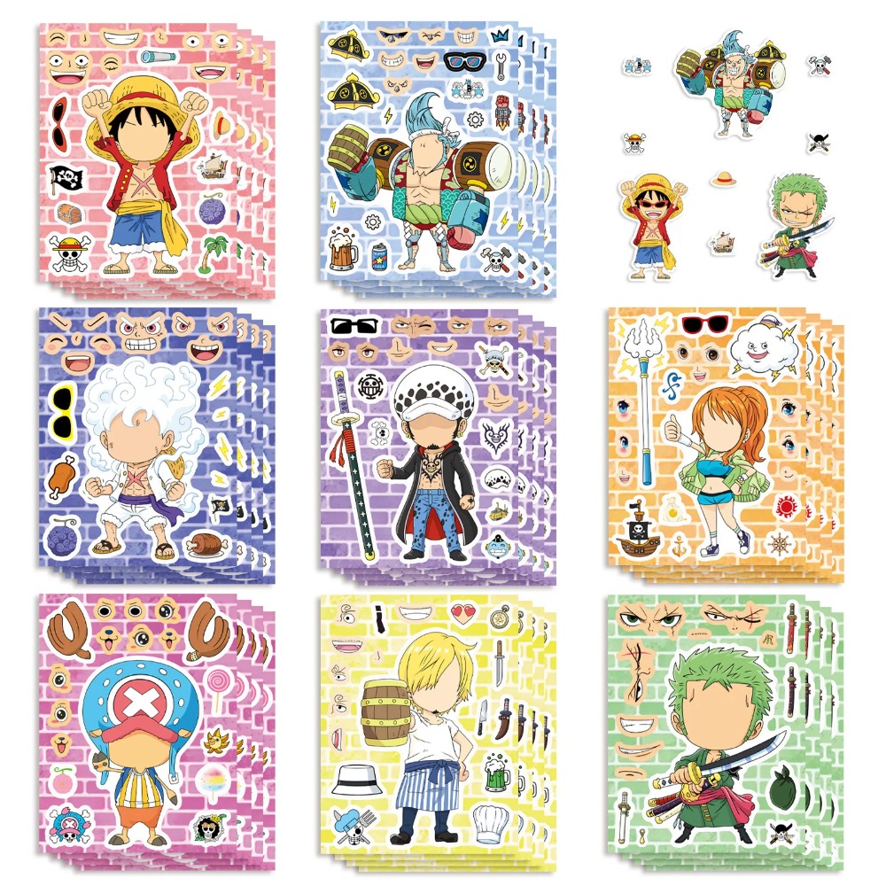 Laptop Accessories Kids - 8/16/24 feuilles d'autocollants puzzle One Piece